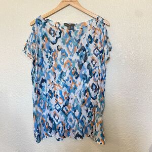 Tommy Bahama 100% Silk Shirt Watercolor Pattern Sleeveless Womens Large Blouse